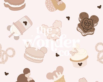 Neutral Snacks Seamless Pattern, Magical Seamless Pattern, Patterns for Sublimation, Park Snacks Seamless Pattern, Mickey Snacks