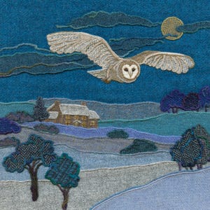 Barn Owl - Greetings Card - Blank Card - Winter/Christmas - Printed Card Taken from Harris Tweed Original Art by Jane Jackson
