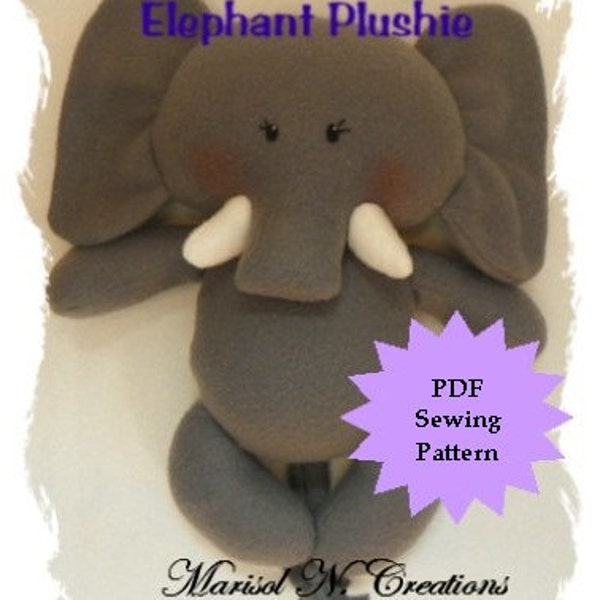 Stuffed Animal Sewing Pattern, Plush Sewing Pattern PDF - Elephant, Softie, Plushie - Instant Download, DIY