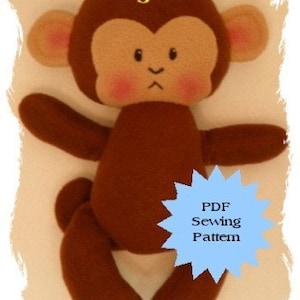 Stuffed Animal Sewing Pattern, Plush Sewing Pattern PDF - Monkey, Softie, Plushie - Instant Download, DIY