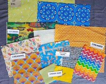Lot#195 | 1 XL | 3 Large |  3 Mediums | 3 Smalls | Assorted Designs Reusable Beeswax Wraps | Factory Seconds
