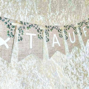 Eukalyptus Girlande im Jute Design Wimpelkette Hochzeit personalisiert Geburtstag Name Taufe Kinderzimmer Wimpelgirlande Baby Bild 4