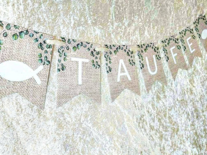 Eukalyptus Girlande im Jute Design Wimpelkette Hochzeit personalisiert Geburtstag Name Taufe Kinderzimmer Wimpelgirlande Baby Bild 4