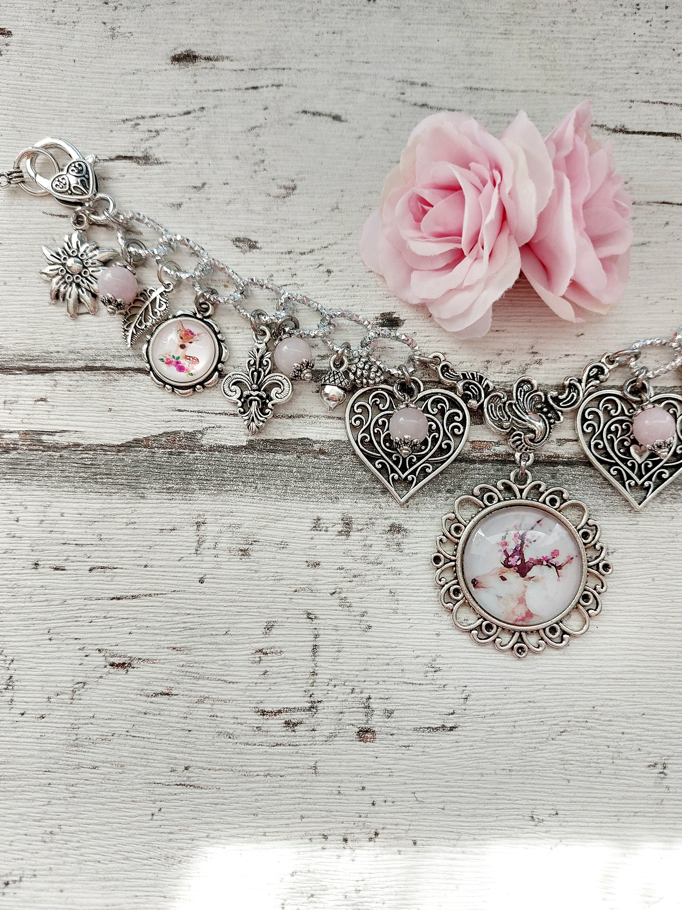 Charivari for the Dirndl - Traditional Costume Jewelry With Rose