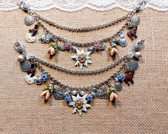 Charivari necklace for dirndl traditional wedding Edelweiss Oktoberfest Wiesn heart OPTIONS