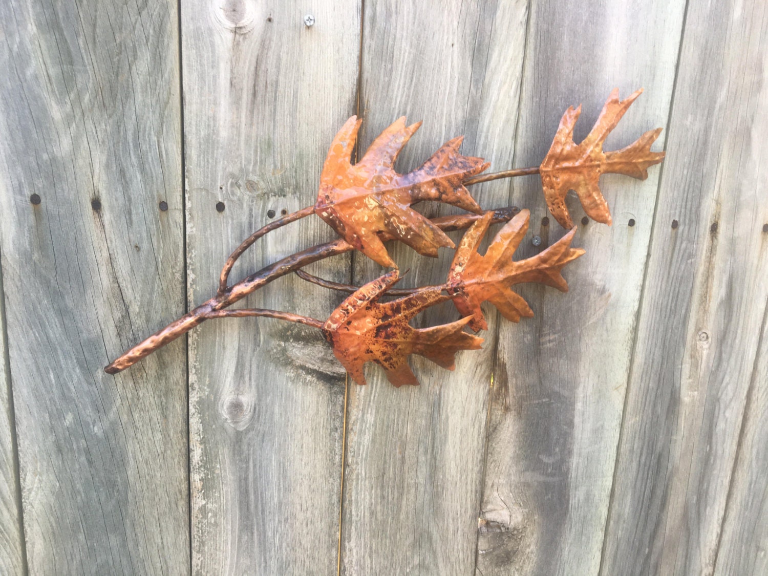 copper oak leaf and branch home art decor lawn and garden Etsy