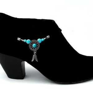Southwestern Dreamcatcher Style Boot Bracelet with Silver Feathers, Montana Dreams with Black Leather