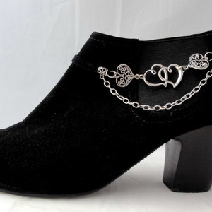 Boot Chains Bracelet, Double hearts with chain, Boot Bracelet, Devoted Hearts