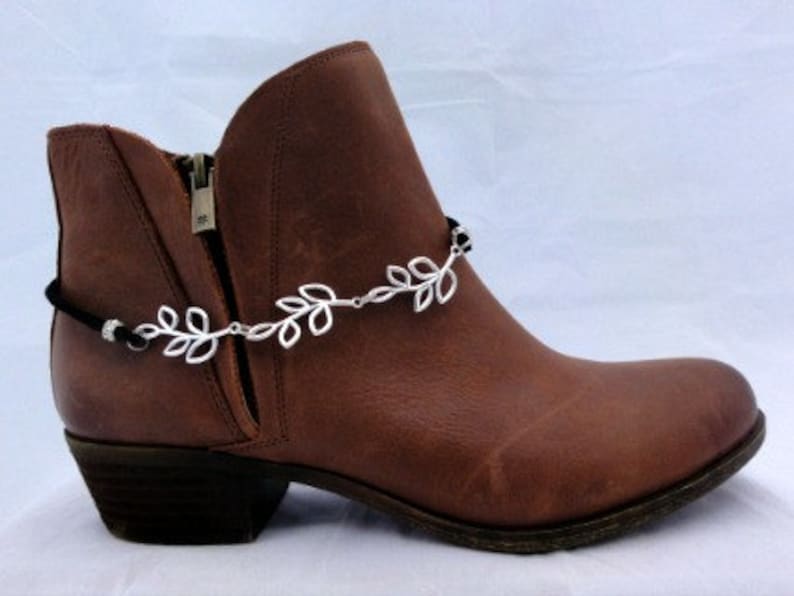 Boot Accessories Chains Silver and Black Leather Lacings Etsy