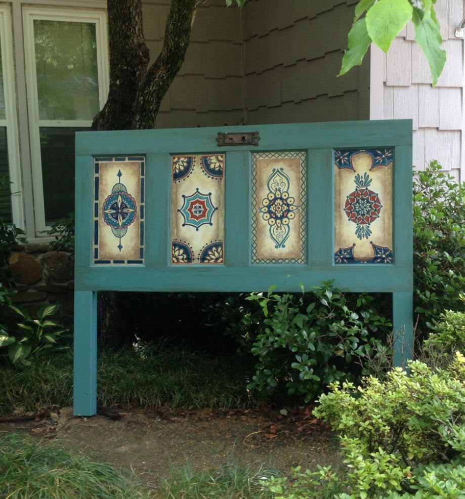Antique door headboard hand painted queen headboard Etsy