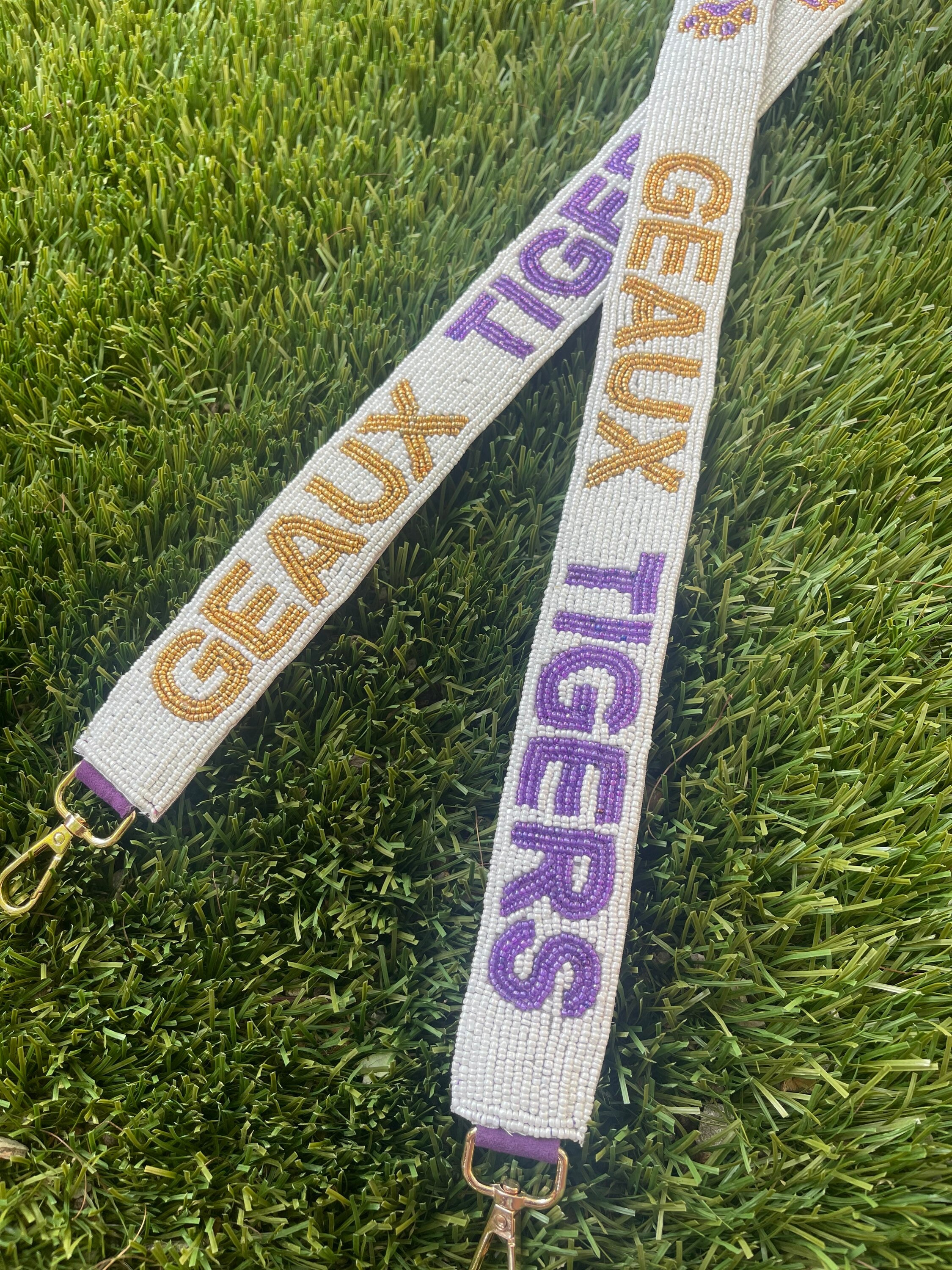 LSU Purse Strap Sequin Purple & Gold Bag Strap for Game Day 