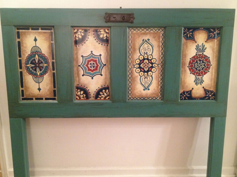 Antique door headboard hand painted queen headboard Etsy