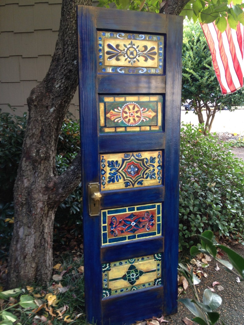 Wood door handpainted antique vintage wall decor or wall Etsy