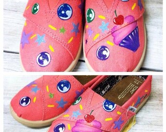 Handgemalte Schuhe TOMS Vans Converse Canvas Sneaker Cupcake Candy Gumball Art - Versandkostenfrei!