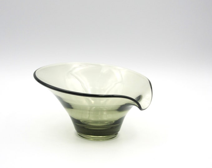 Viking Art Glass Bowl With Spout/viking Glass Charcoal Etsy