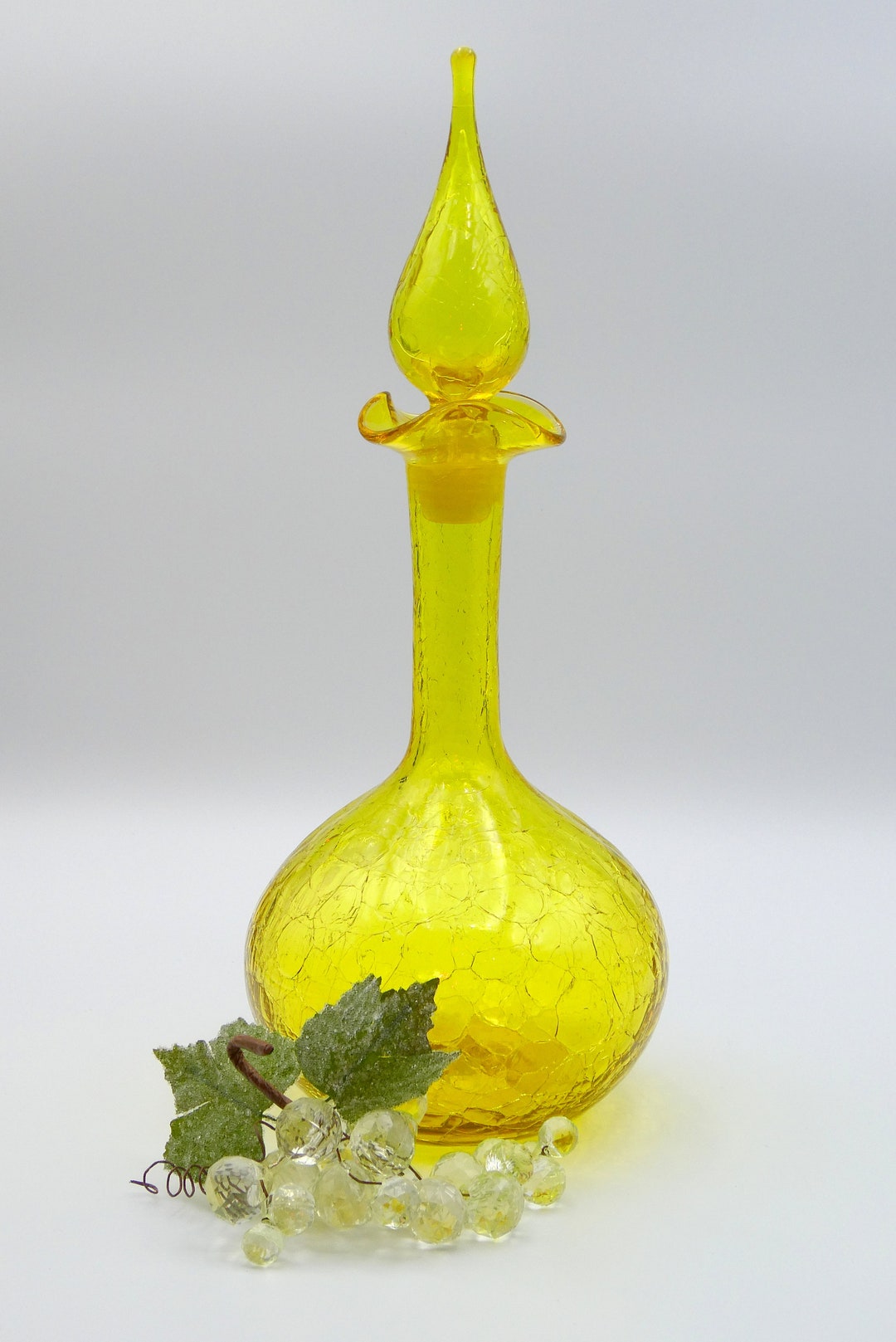 Blenko Lemon 37 Decanter/blenko Lemon Crackle Decanter/blenko Etsy