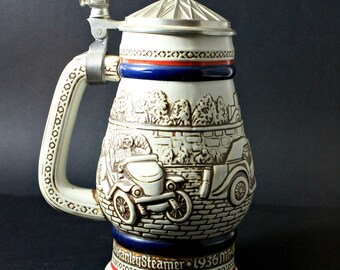 Beer Stein, Avon Stein Antique Cars, Ford Model T, Stanley Steamer