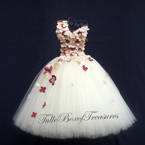 Champagne & Wine two-tone Petal Dress with One Flower Strap/Flower Girl Dress/hydrangea flower girl dress/hydrangea dress/wedding/prom