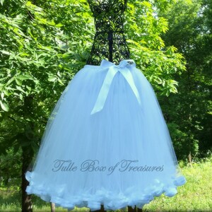 WHITE Satin Ribbon Trimmed Long Tutu Skirt