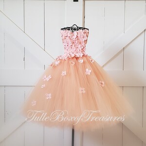 Ready to ship! In time for Easter! Peach dress, Strapless size 2T-4T, to match your wedding colors/pageant/hydrangea tulle