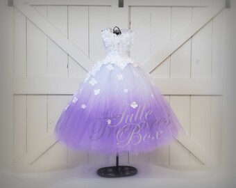 dress purple and white Custom Wide Strap White to Purple Floor Length Wedding Dress