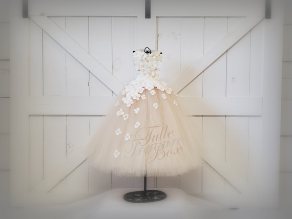 white christmas dresses White Satin Flower Petal Girl Dress (1 of 2) 2 / White / White main image 1