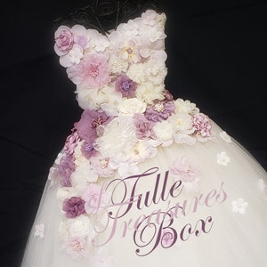 Elegant Ivory & Lavender Flower Girl Dress: Strapless Tulle Petal Gown