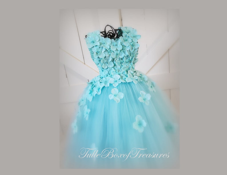 Aqua Light Blue Flower Petal Dress With Flower Straps Flower Etsy