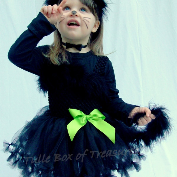 Disfraz de tutú de gato negro de Pretty Kitty/Halloween/ropa de vestir/regalo de cumpleaños/disfraz de gato negro/falda de tutú/fiesta de cumpleaños