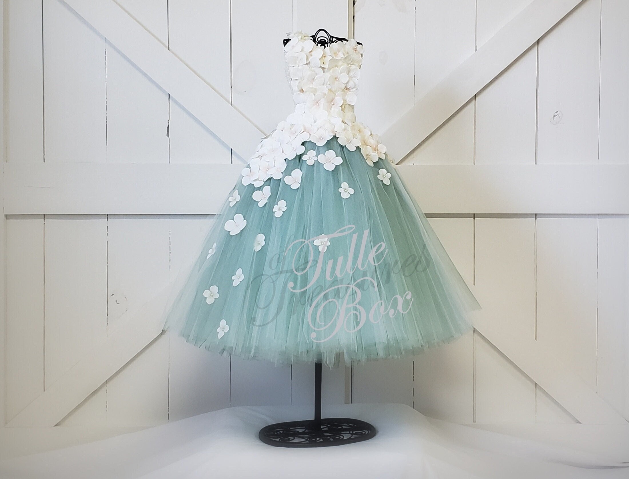 White and Mint Green Wedding Dress - Etsy