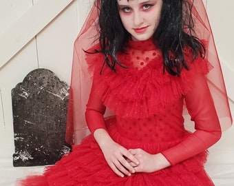 Costume Adult - Lydia Bride Beetlejuice Costume - Lydia Costume - Red Dress - Red Costume - Etsy Costume Adult - Lydia Bride Beetlejuice Costume - Lydia Costume - Red Dress - Red Costume - Etsy