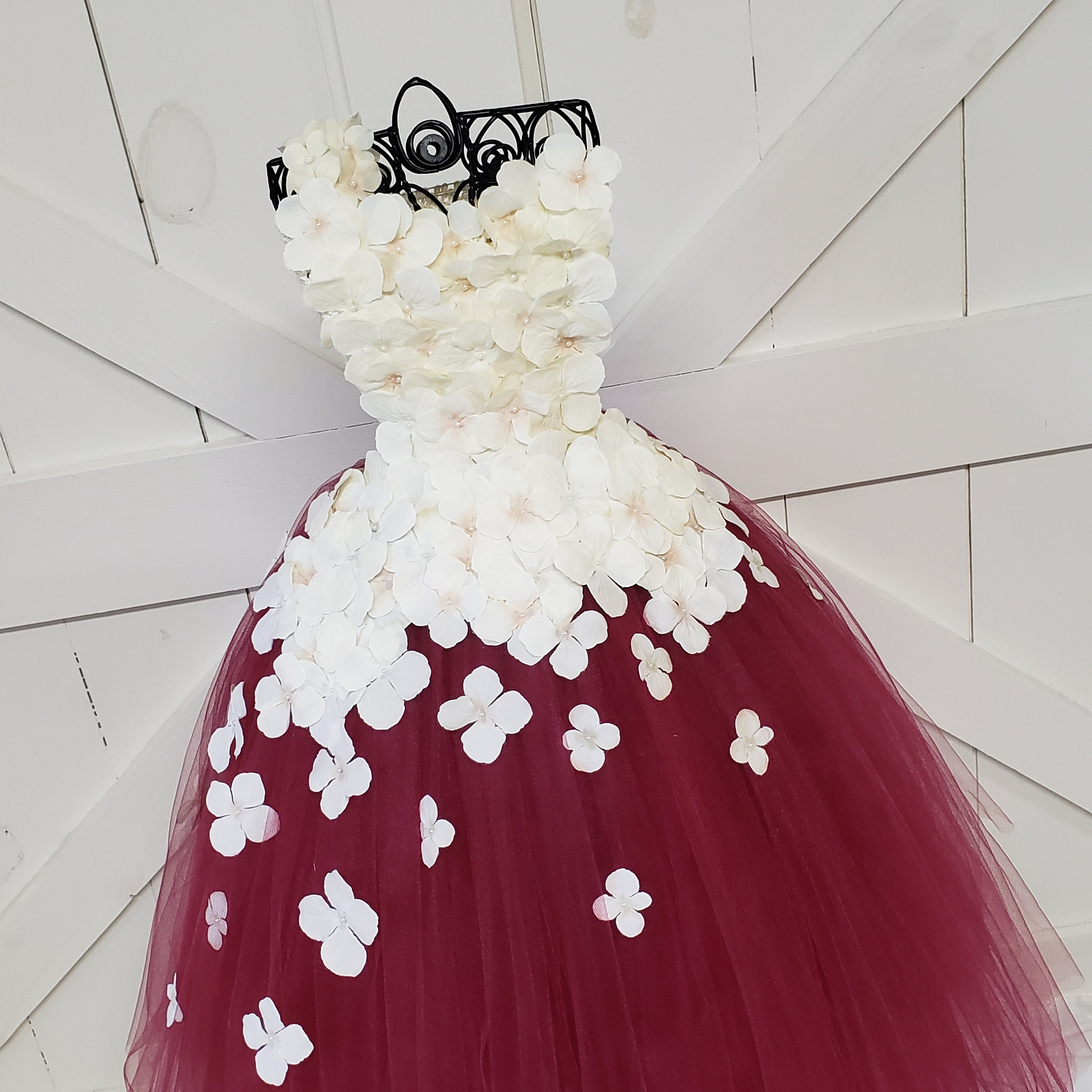 Rose Gold and Burgundy Flower Girl Dress - Etsy Finland