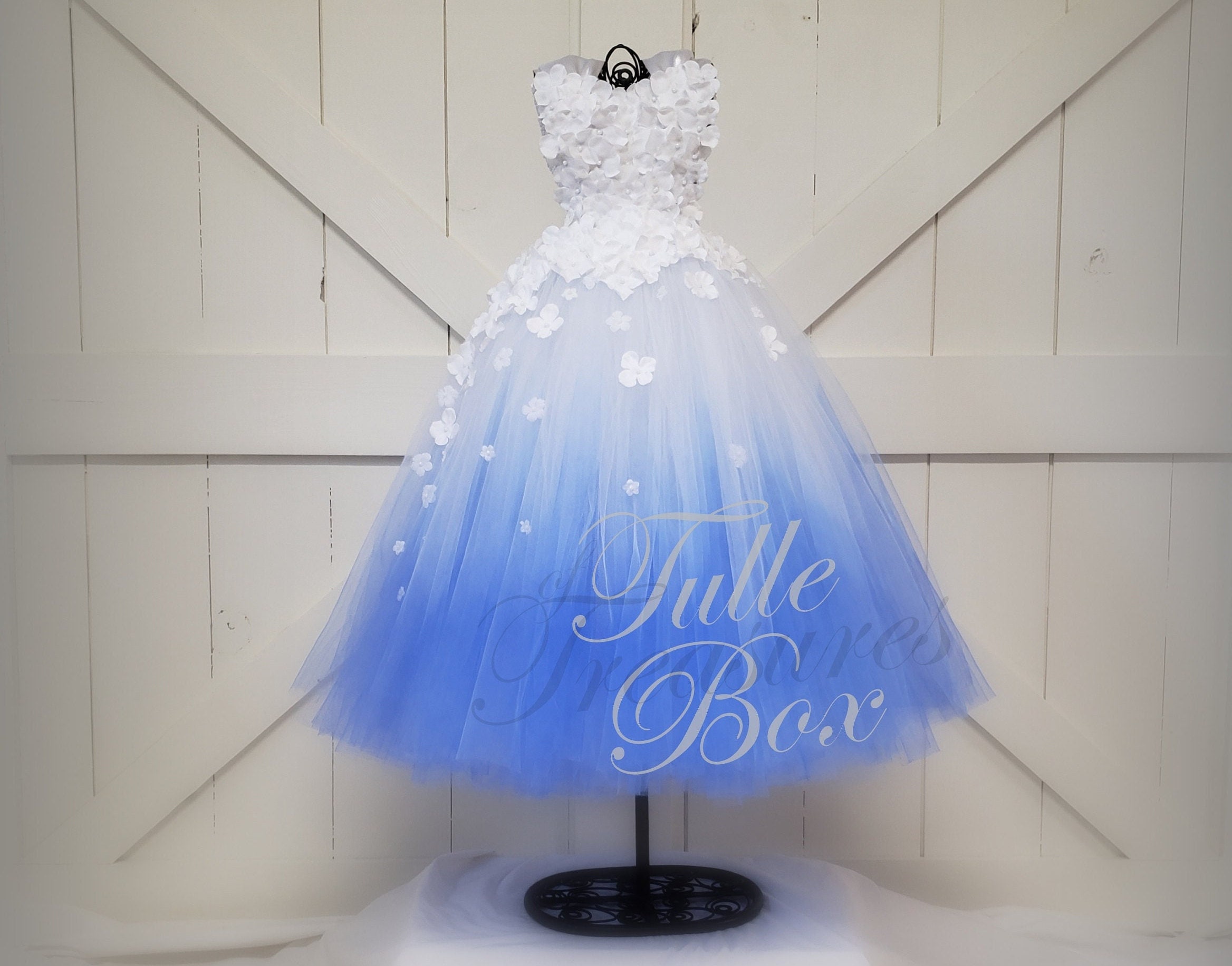 strapless open back dress A Line Long Sleeves Blue Lace Prom Dresses, Long Sleeves Blue Lace For –  jbydress main image 1