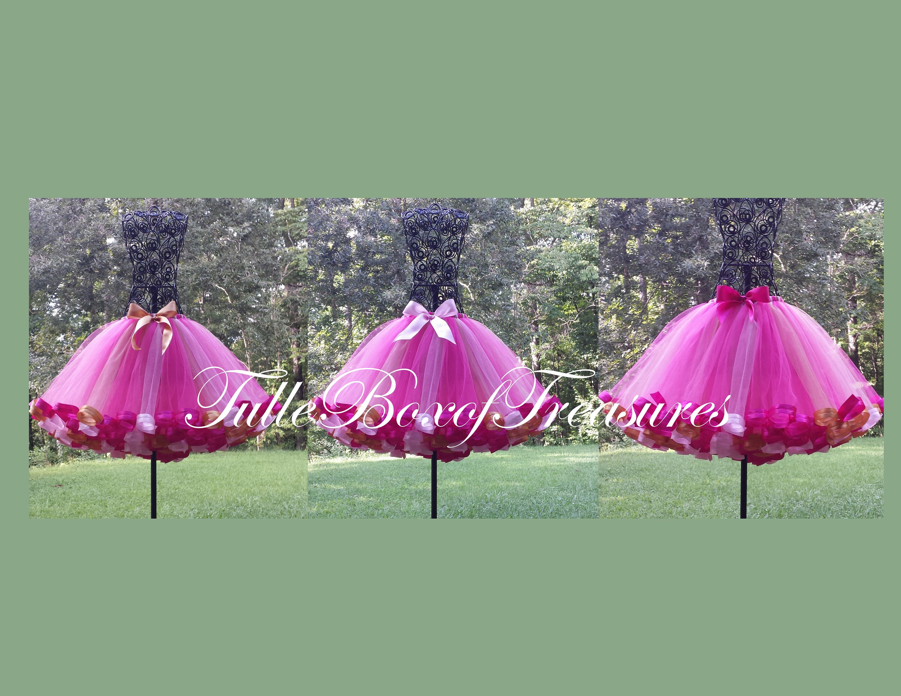 スカート theredthered S ribbon tutu mini Ribbon Trimmed Fully Sewn Bolt Tulle Tutu Skirt, Unicorn