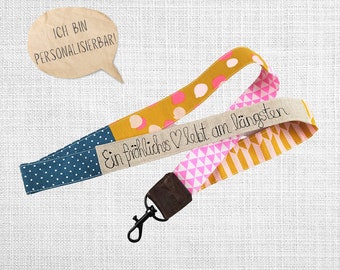 Lanyard, lanyard long and short, personalized lanyard with saying/name, key ring