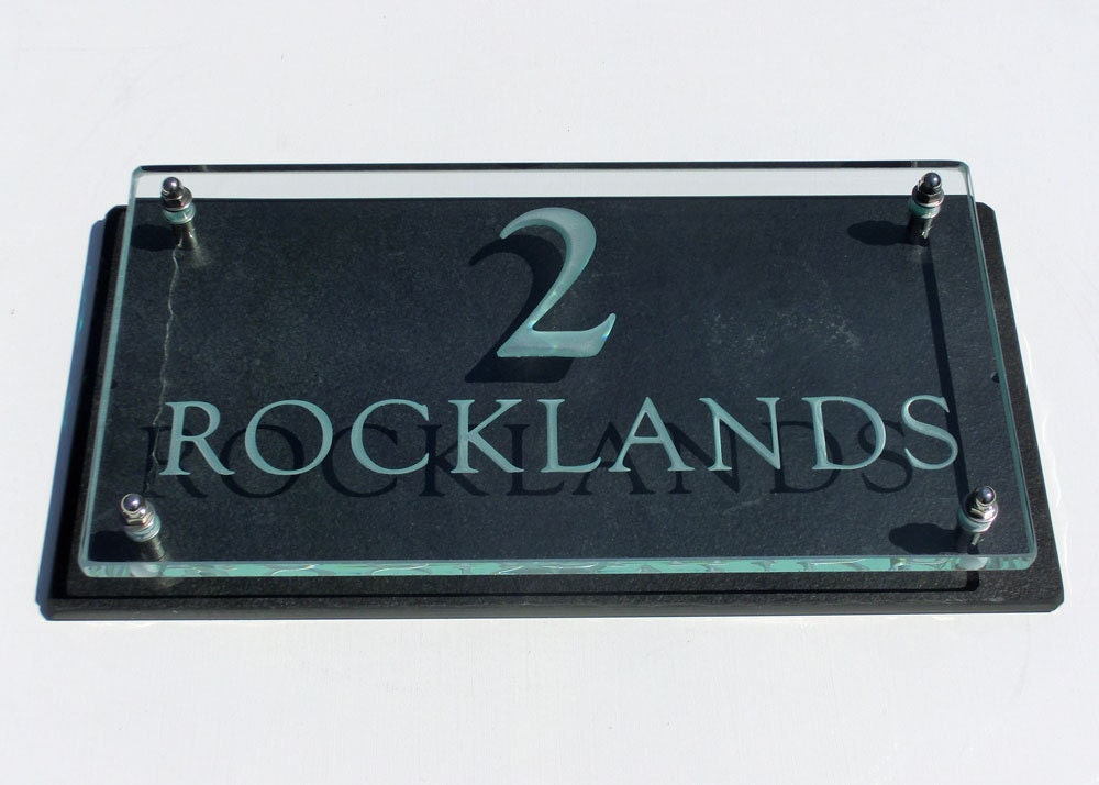 Engraved Sandblasted Glass & Slate House Name Signs and Etsy