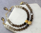 Ombre Bracelet, Smoky Quartz, Bracelet Set, Anniversary Gift, Wife Gift