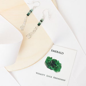 Natural Emerald Earrings, Emerald Drop Earrings, Ombre Jewelry, Dainty Jewelry, May Birthstone Earrings, Green Stone Jewelry image 5