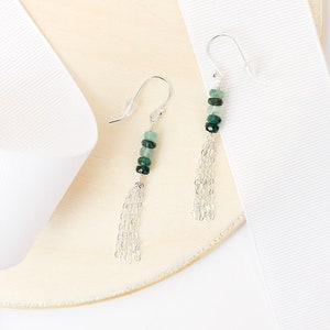 Natural Emerald Earrings, Emerald Drop Earrings, Ombre Jewelry, Dainty Jewelry, May Birthstone Earrings, Green Stone Jewelry image 3