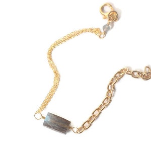 Gold Filled Paperclip Bracelet, Labradorite Stone Bracelet, Friend Birthday Gift, Gold Filled Chain Bracelet, Handmade Jewelry image 8