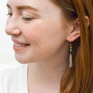 Natural Emerald Earrings, Emerald Drop Earrings, Ombre Jewelry, Dainty Jewelry, May Birthstone Earrings, Green Stone Jewelry image 4