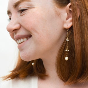 Freshwater Pearl Drop Earrings, Ivory Pearl Earrings, June Birthstone Jewelry, Classic Semi Precious Jewelry, Real Pearl Earrings