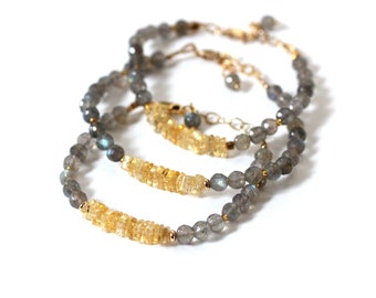 Gold Citrine Bracelet, Semi Precious Stone Bracelet, November Birthstone Jewelry, Labradorite Bracelet Women, Organic Jewelry