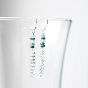 Natural Emerald Earrings, Emerald Drop Earrings, Ombre Jewelry, Dainty Jewelry, May Birthstone Earrings, Green Stone Jewelry image 8