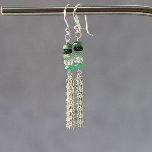 Natural Emerald Earrings, Emerald Drop Earrings, Ombre Jewelry, Dainty Jewelry, May Birthstone Earrings, Green Stone Jewelry image 6