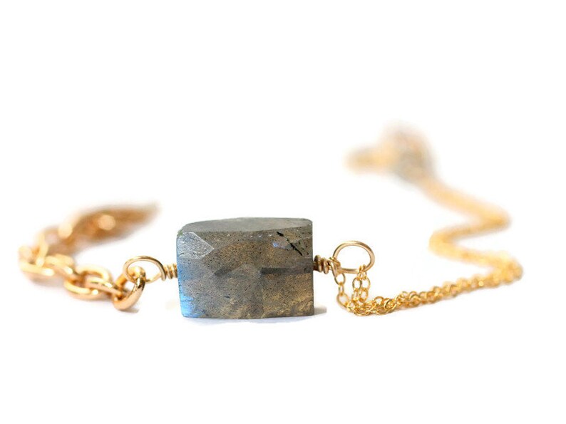 Gold Filled Paperclip Bracelet, Labradorite Stone Bracelet, Friend Birthday Gift, Gold Filled Chain Bracelet, Handmade Jewelry image 5