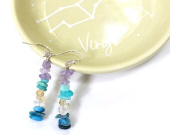 Virgo Earrings, Horoscope Jewelry, August and September Birthday Gifts, Zodiac Gifts, Virgo Gifts, Raw Stone Earrings, Virgo Jewelry