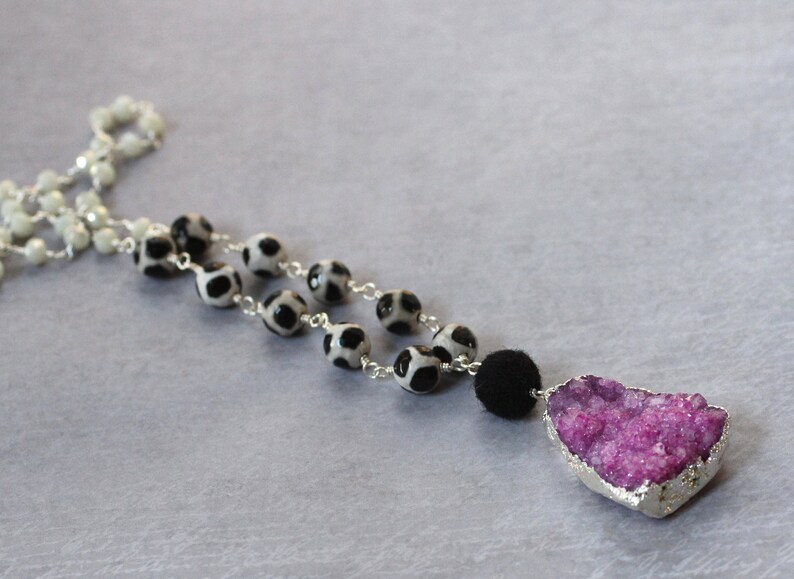 Sparkly Druzy Jewelry Step Mom Mothers Day Gift Funky Necklace Pink Statement Necklace Bold Necklace Bright Pink Druzy