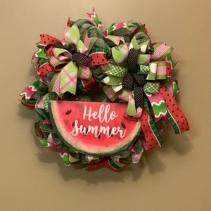 Watermelon Wreath Summer Wreath Front Door Wreath Farmhouse Wreath Summer Decor Summer Deco Mesh Wreath Welcome Wreath Wall Hanger