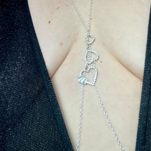 Over the Neck Nipple Chain. Adjustable non-pierced crystal body chain. Bikini body jewelry for nipples. Valentines Day gift for her. Mature.